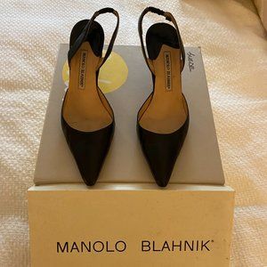 Black, Manolo Blahnik, kitten heels, 8.5M